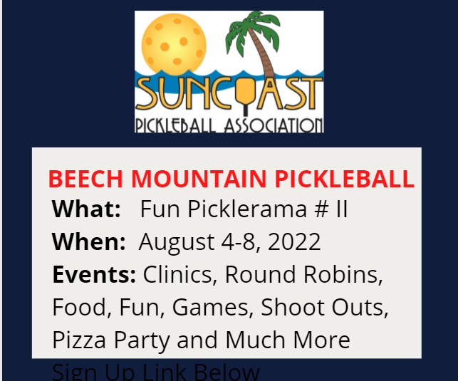 Suncoast Pickleball Camp Stay N Play Beech Mountain North Carolina